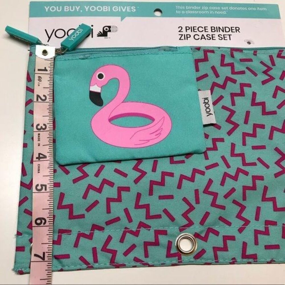 Yoobi 2 Piece Binder Zip Case Set Flamingo & Zigzag Design - Picture 4 of 8